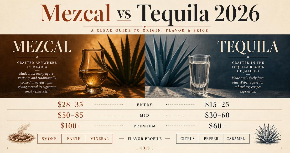 Mezcal vs Tequila price and flavor comparison 2026